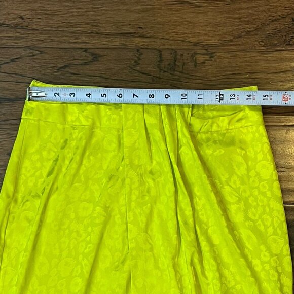 New York & Co NYCO Leopard Satin Midi Skirt Size 4 Neon Green Yellow Small 29W - Picture 10 of 16